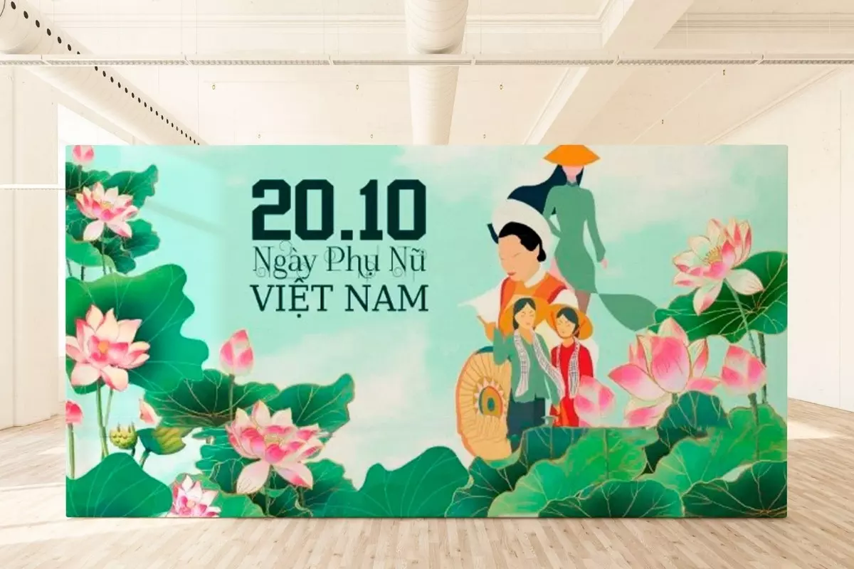 Mẫu backdrop 20/10 thu h&uacute;t cho từng mục đ&iacute;ch