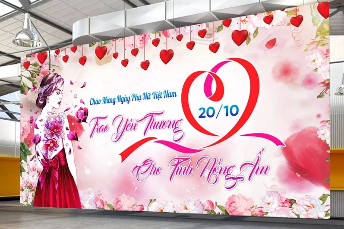 Mẫu backdrop 20/10 thu h&uacute;t cho từng mục đ&iacute;ch