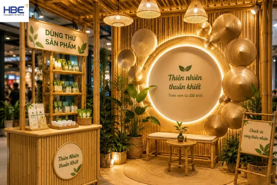&Yacute; tưởng trang tr&iacute; gian h&agrave;ng bằng tre nổi bật v&agrave; thu h&uacute;t