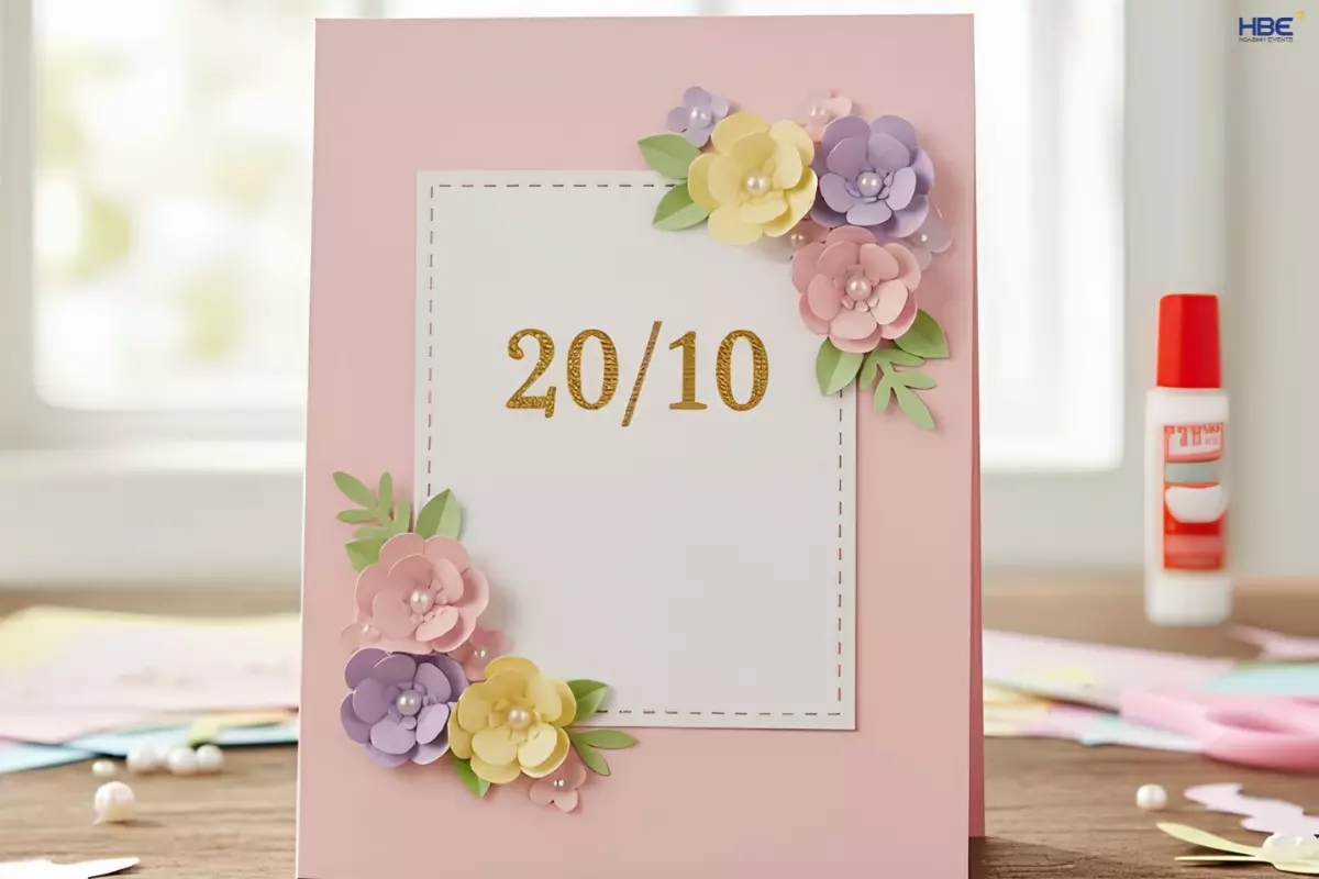 Mẫu thiệp 20/10 tự l&agrave;m đơn giản tại nh&agrave;