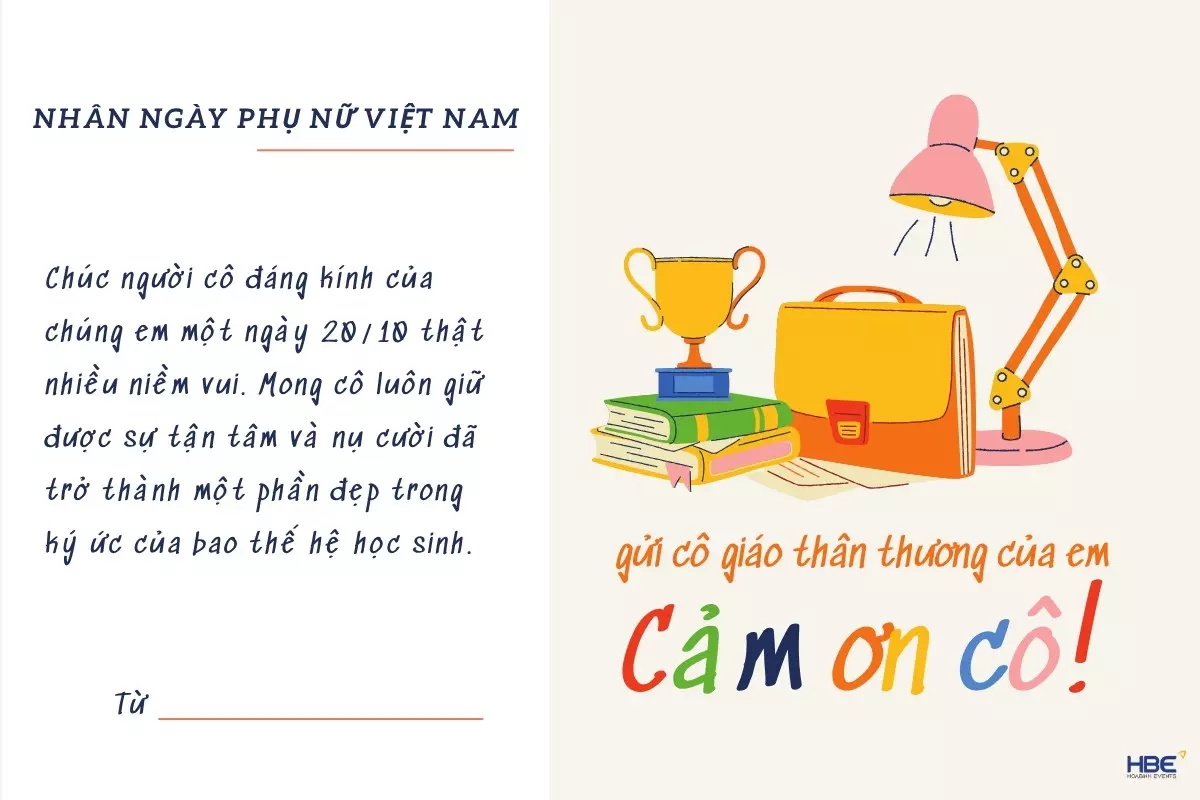 Mẫu thiệp 20/10 tặng c&ocirc; gi&aacute;o