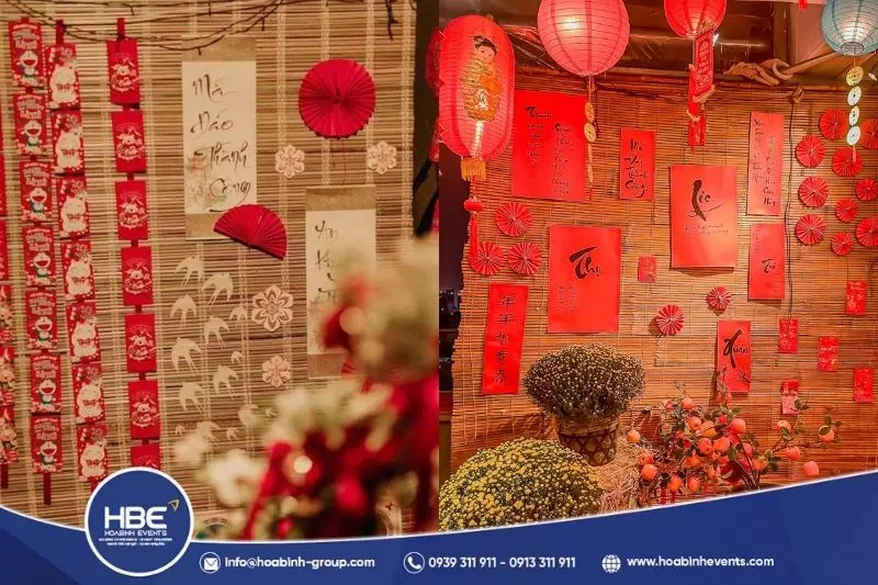 trang trí gian hàng Tết