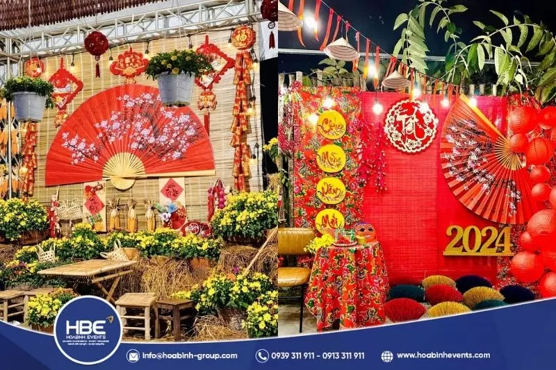 trang trí gian hàng Tết