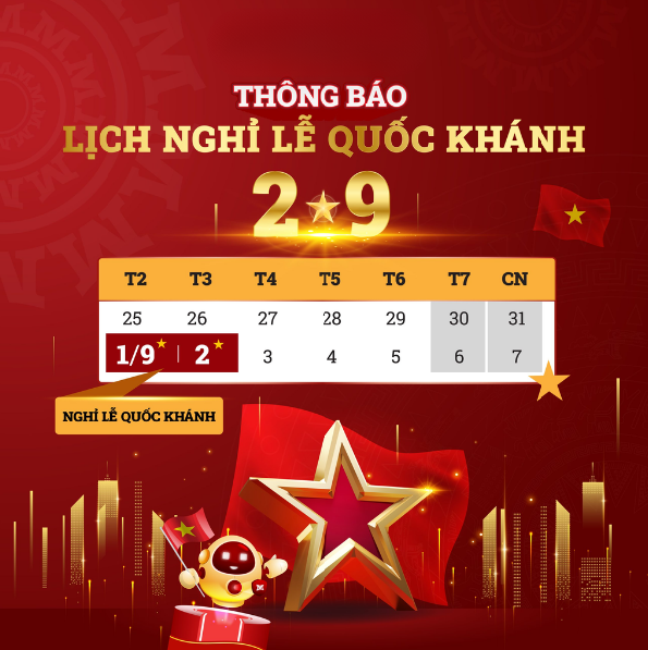 thông báo nghỉ lễ 2/9