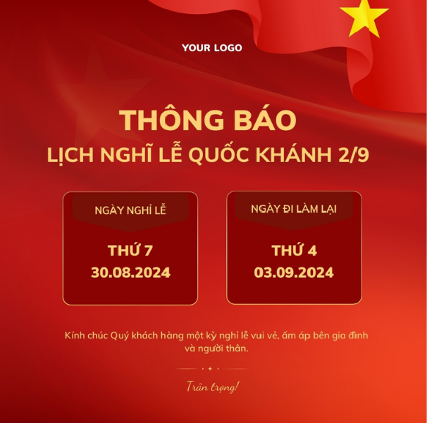 thông báo nghỉ lễ 2/9