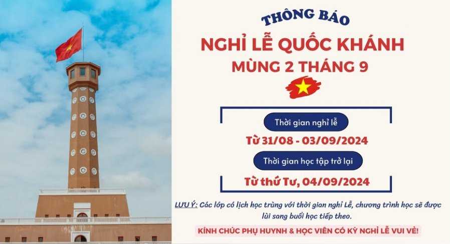 thông báo nghỉ lễ 2/9