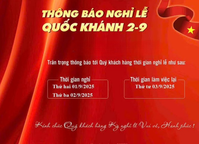 thông báo nghỉ lễ 2/9