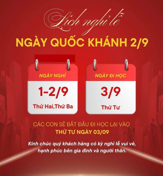 thông báo nghỉ lễ 2/9