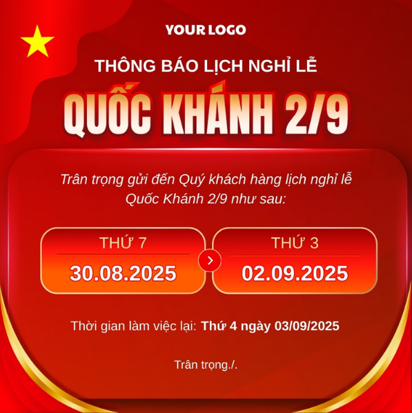 thông báo nghỉ lễ 2/9